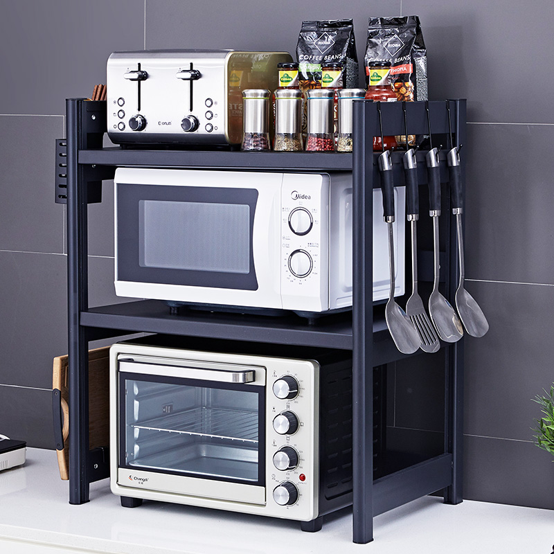 可伸缩厨房微波炉置物架烤箱架子台面放多功能家用双层电饭煲收纳