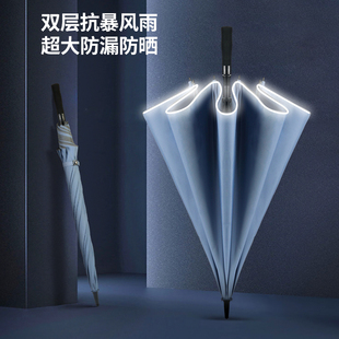 暴雨专用伞自动长柄雨伞直杆双人超大号双层加固加厚结实男士抗风