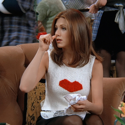 Friendsforever老友记瑞秋同款针织爱心白色小背心