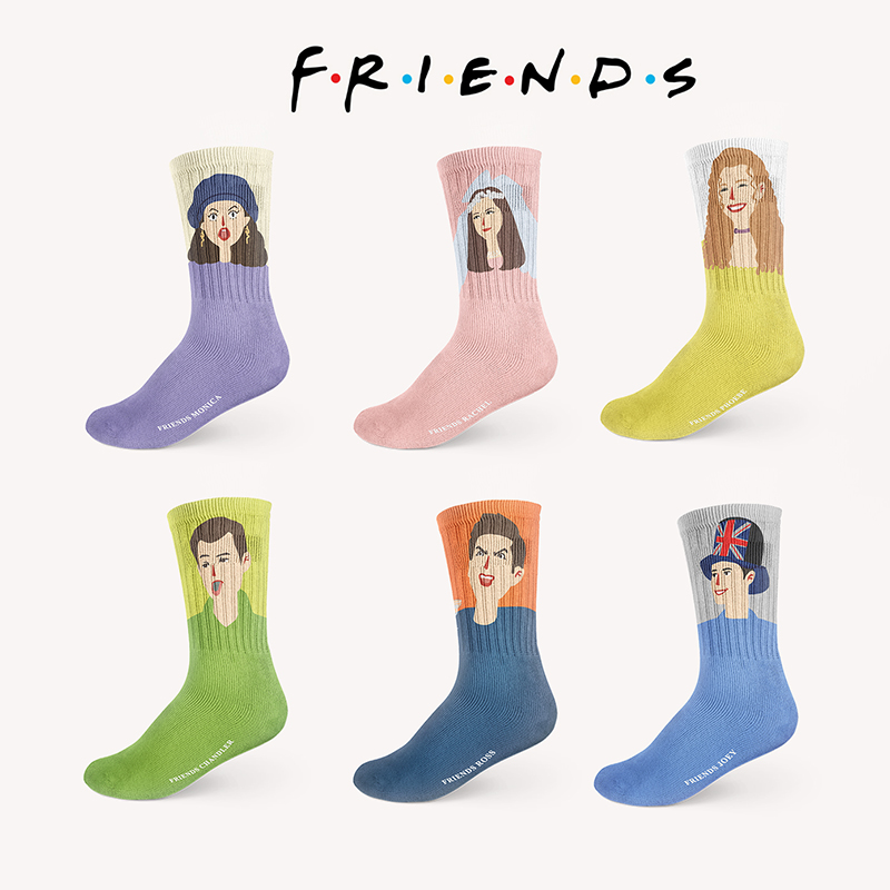 Friendsforever老友记周边原创美式四季男女同款中筒长袜