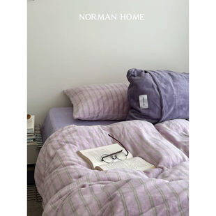 赫尔曼邮差 厚牛奶绒四件套珊瑚绒床单被套防静电床品 复古秋冬季