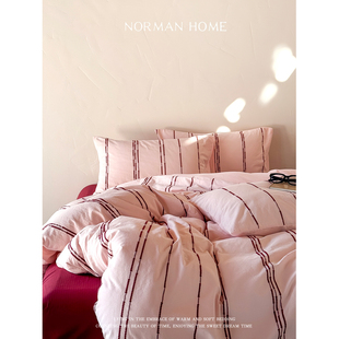 弗洛伦萨 复古粉红色床上四件套全棉纯棉床单被套新年床品 落日