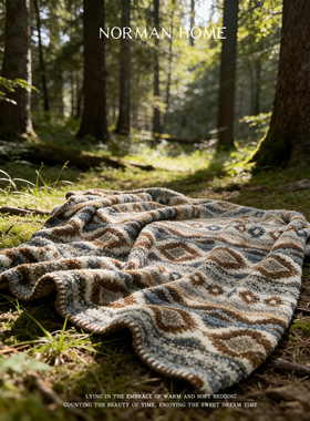 沙雾波西/秋冬复古半边绒毛毯沙发盖毯午睡休毯子露营汽车床尾毯