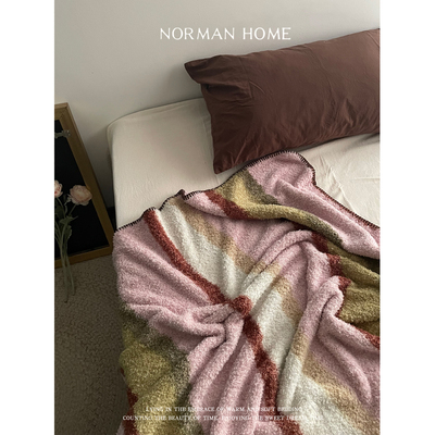 复古半边绒毛毯露营车载床尾毯子