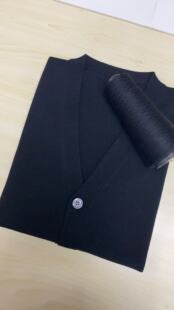 2026春深蓝色50%精纺羊毛开衫男V领开衫宽松针织毛衣外套轻薄保暖