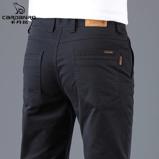 卡丹路高端纯棉休闲裤男款春季新款长裤子男直筒修身商务西裤男款