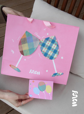 FUNCOO原创设计庆祝碰杯布贴手提袋生日节日纪念日礼物送礼贺卡