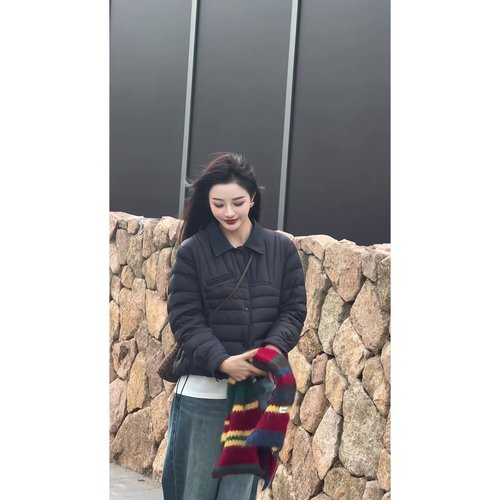 超百搭！衬衫领短款90白鸭绒