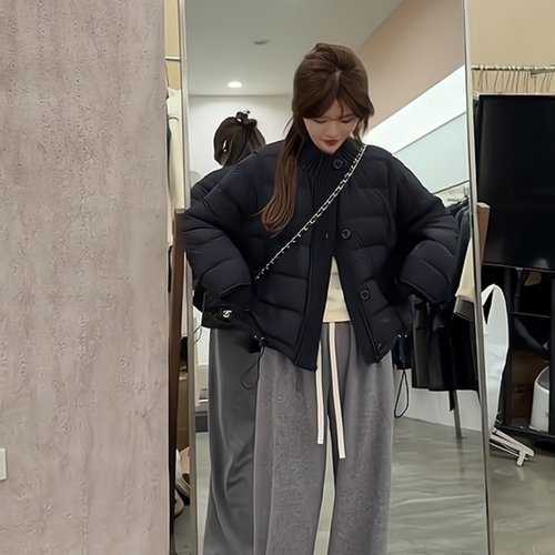 超百搭黑色立领羽绒服