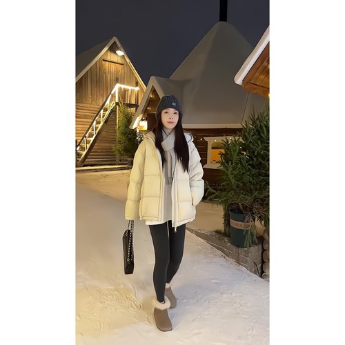 超百搭！泡芙羽绒服女中长款