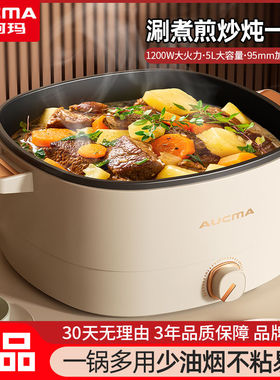 澳柯玛家用电煮锅宿舍小电锅电炒蒸煮一体锅电炒锅多功能电热火锅