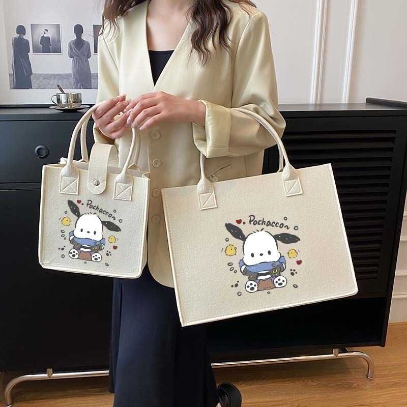 上班杂物小拎袋毛毡包手提包包女大容量单肩包百搭学生上课通勤包