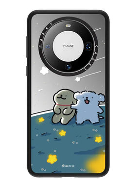 线条小狗手机壳镜面磁吸Magsfae适用华为苹果手机保护套mate70pro+高级iPhone 16 Pro Max/60pro+防摔硬壳