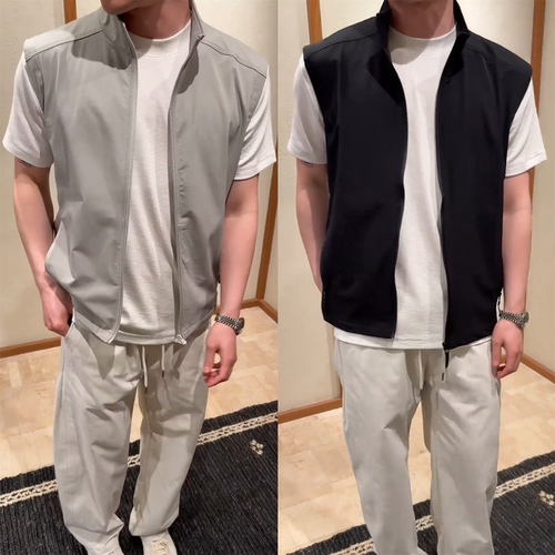 夏季户外轻量化速干透气修身马甲男纯色运动休闲立领拉链无袖上衣