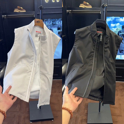 春季男士立领纯色商务休闲马甲