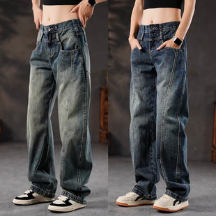水洗复古工装 百搭宽松弯刀裤 直筒牛仔裤 2025秋冬新款 男士 潮牌美式
