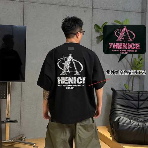 夏季紫外线变色工艺印花短袖t恤