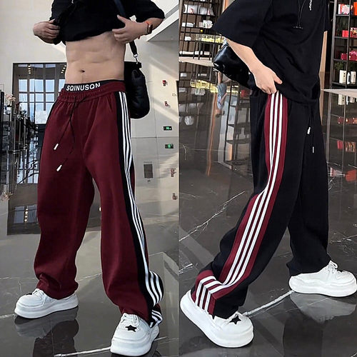 长裤休闲裤美式潮牌侧边条纹长裤