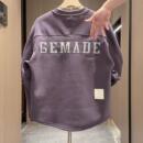 冬季 上衣 重磅加绒刺绣拼接圆领燕尾卫衣男宽松百搭休闲情侣打底衫