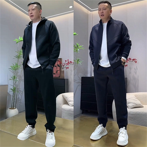 秋季纯色净版时尚休闲运动套装男