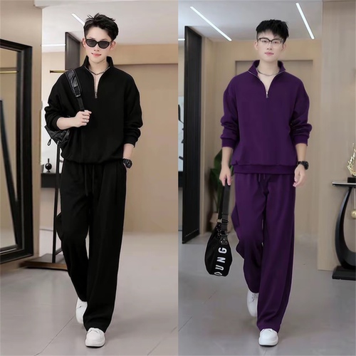 秋季新款半拉链卫衣卫裤两件套男