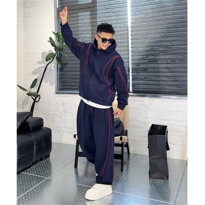 冬季加绒连帽外套休闲运动套装