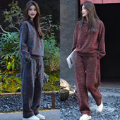 男女款 冬季 加绒加厚绒面连帽卫衣休闲套装 免烫抗皱重磅宽松一整套