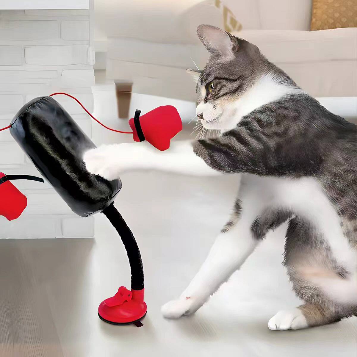 新款猫咪拳击架弹簧逗猫棒|宠物