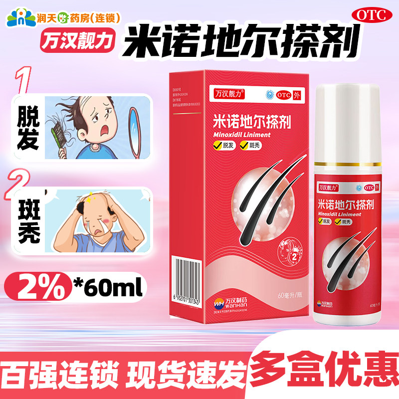 包邮 万汉靓力米诺地尔搽剂2%白发脱发