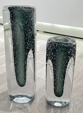 现代深蓝迷境玻璃花瓶花器插花装饰品样板间家居客厅餐桌茶几摆件