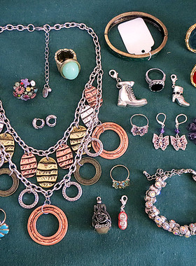 8.5欧美vintage孤品夸张滴油蝴蝶大头鞋吊坠戒指吊坠项链耳环手链