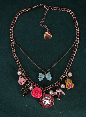 8.7欧洲回流饰品复古高端打标BJ老年份 动物珍珠花朵宝石萌宠项链