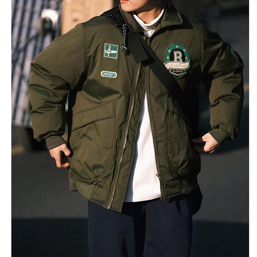 美式复古休闲棉服男秋冬季日系潮牌ins情侣棉衣飞行员棉袄外套男