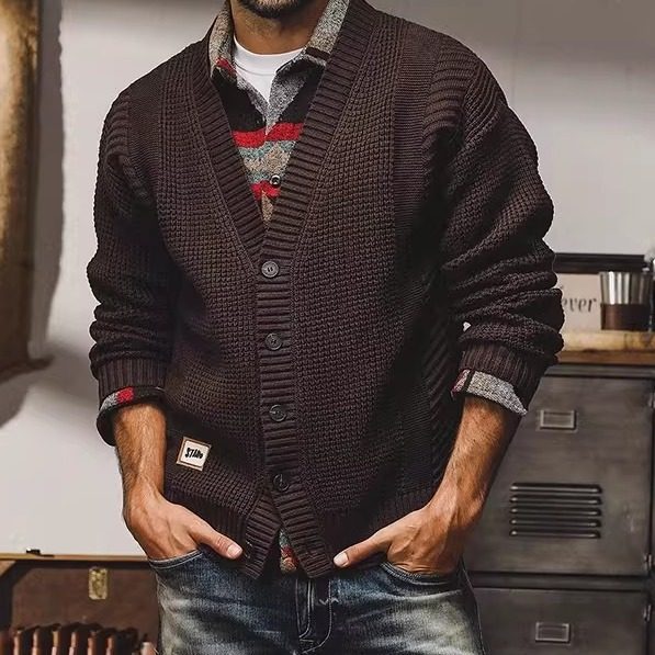 重磅开衫毛衣男美式潮牌粗针宽松日系复古V领针织衫外搭保暖外套,男装,针织衫/毛衣,淘宝优惠券,粉丝福利购,淘宝优惠卷