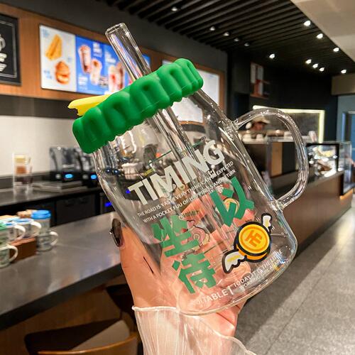 800ml大容量耐高温玻璃吸管杯｜