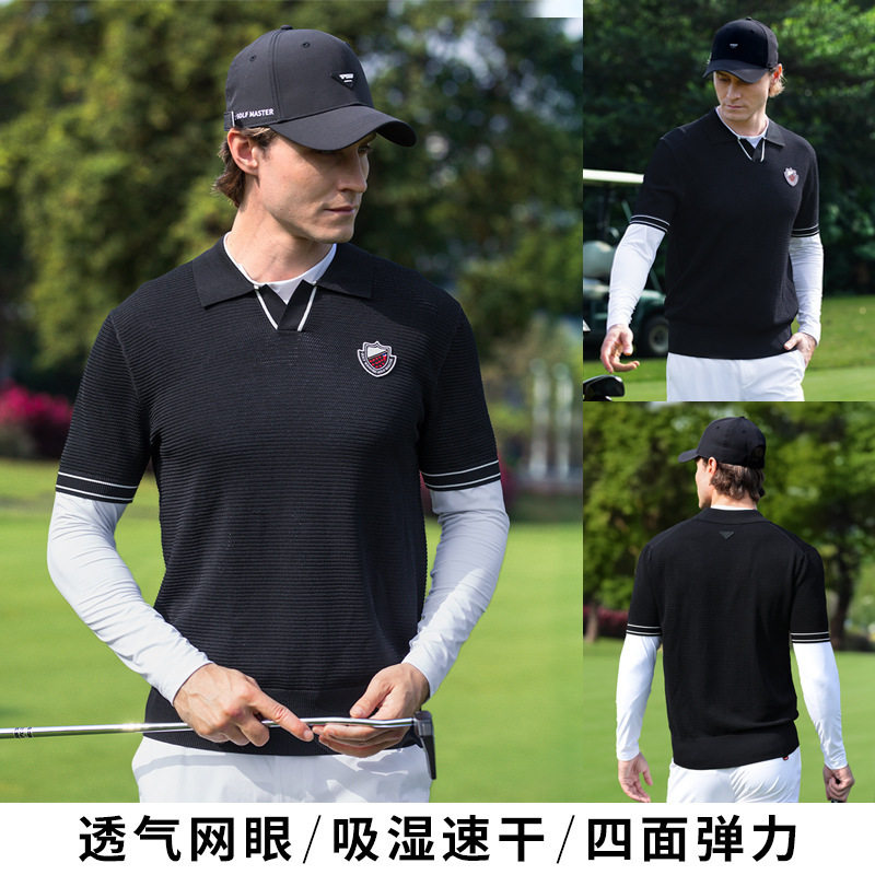 PGM高尔夫服装男装夏季短袖t恤球衣透气弹力上衣polo衫春季现货