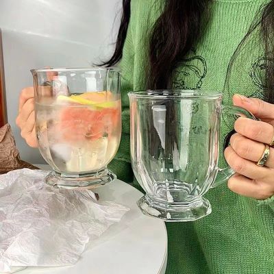 高颜值喝水带把手家用玻璃杯玩家