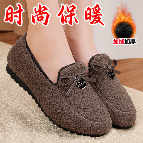 加绒保暖老北京棉鞋女软底防滑