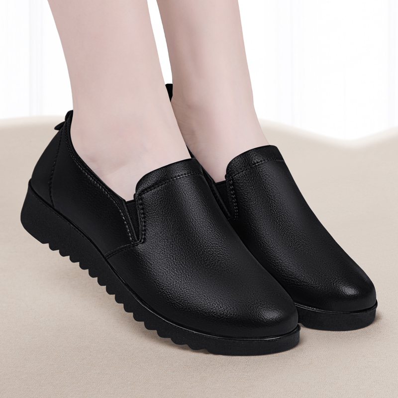 肯德基工作鞋女防滑平底妈妈鞋