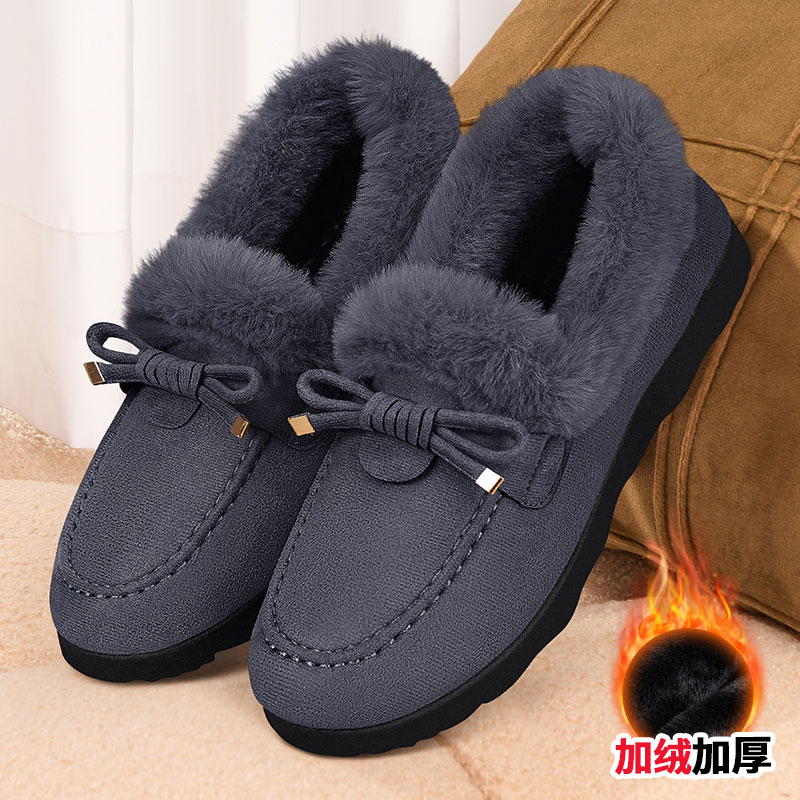 豆豆鞋女加绒加厚休闲软底