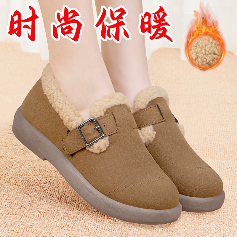 冬季老北京布鞋软底毛毛鞋女外穿