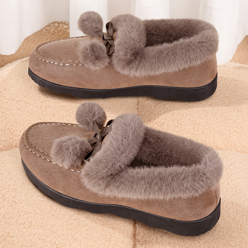 豆豆鞋女加绒保暖秋冬款防滑