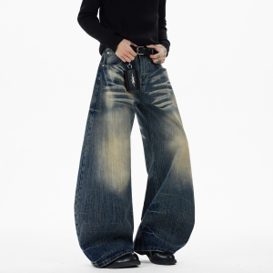 现货A412-DM540-特P59-限价108加厚原版竹节纹水洗做旧廓形牛仔裤，男装牛仔裤，电商A412