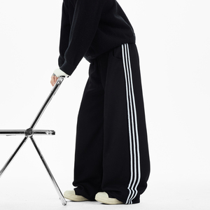 现货A412-DM541-特P48-限价88-加绒加厚三条杠廓形卫裤成份100棉，男装休闲裤，电商A412