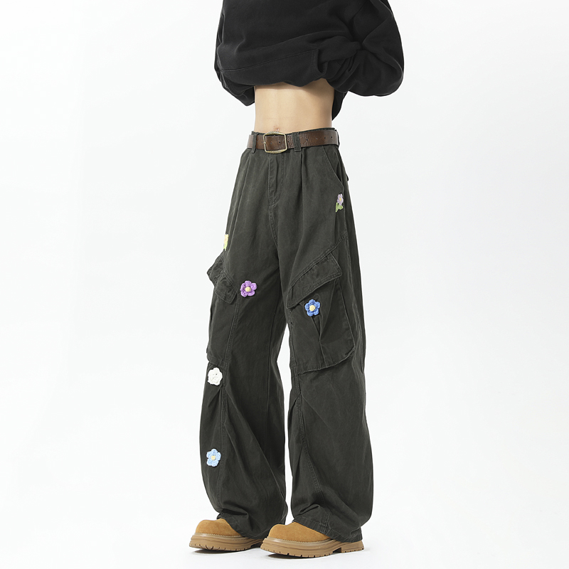 现货-A412-DM259-P85-限价118-洗褪面料廓形松花刺绣工装伞兵裤，男装休闲裤，电商A412