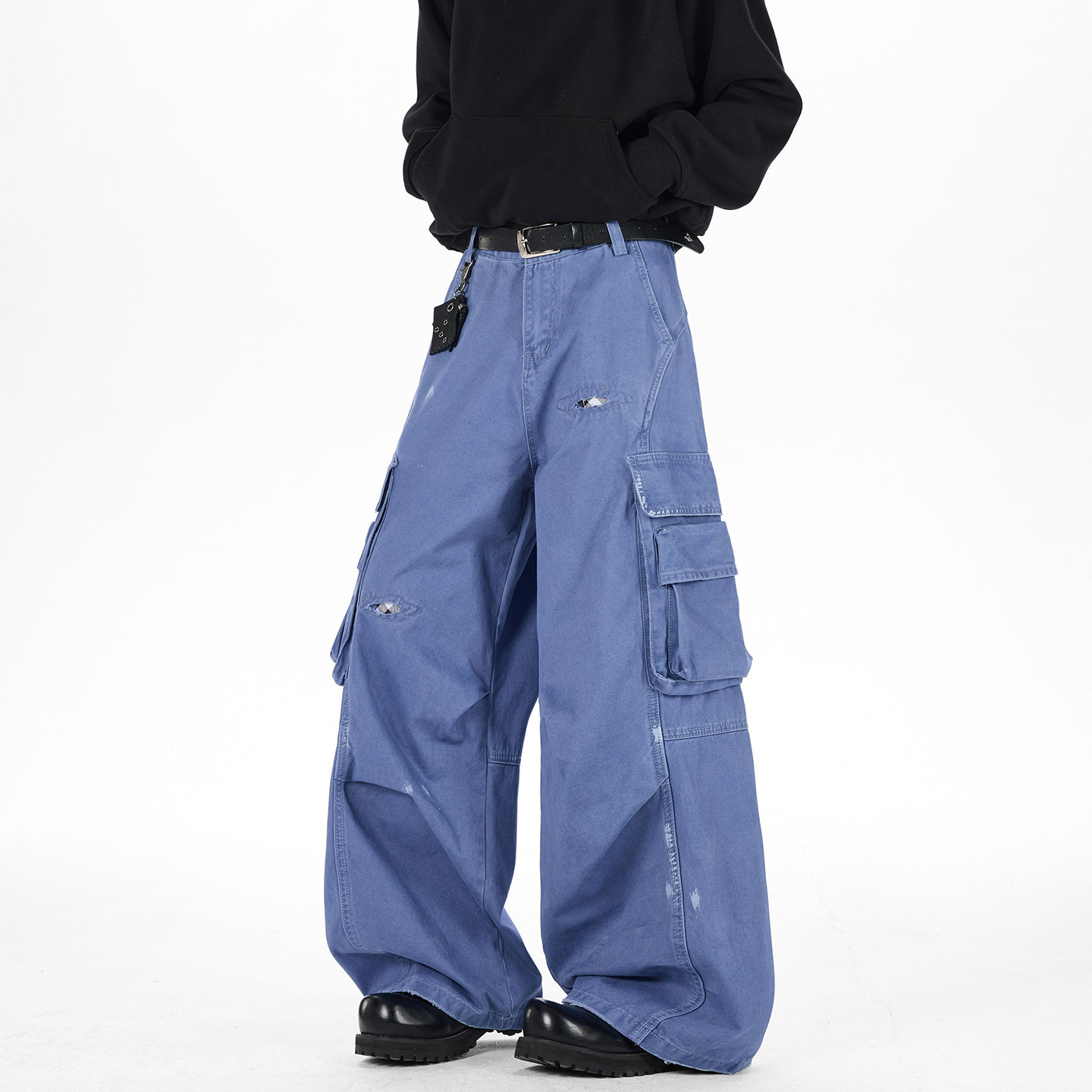 现货A412-DM557-特P80-限价148-法工蓝原版洗褪破坏大口袋工装裤，男装工装外套，电商A412