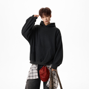 原创现货A412-FM803-特P60-超高质量450g加绒加厚水墨黑套头卫衣，男装卫衣，电商A412