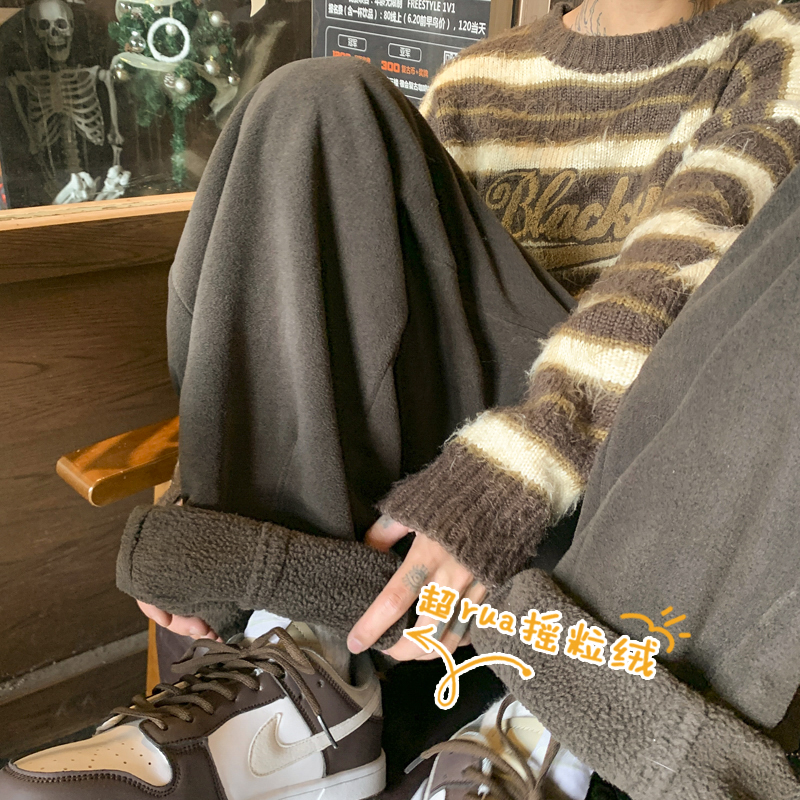 现货直播品质A412-DM49-P50限价78宽松直筒加绒摇粒绒休闲裤，男装卫衣，电商A412