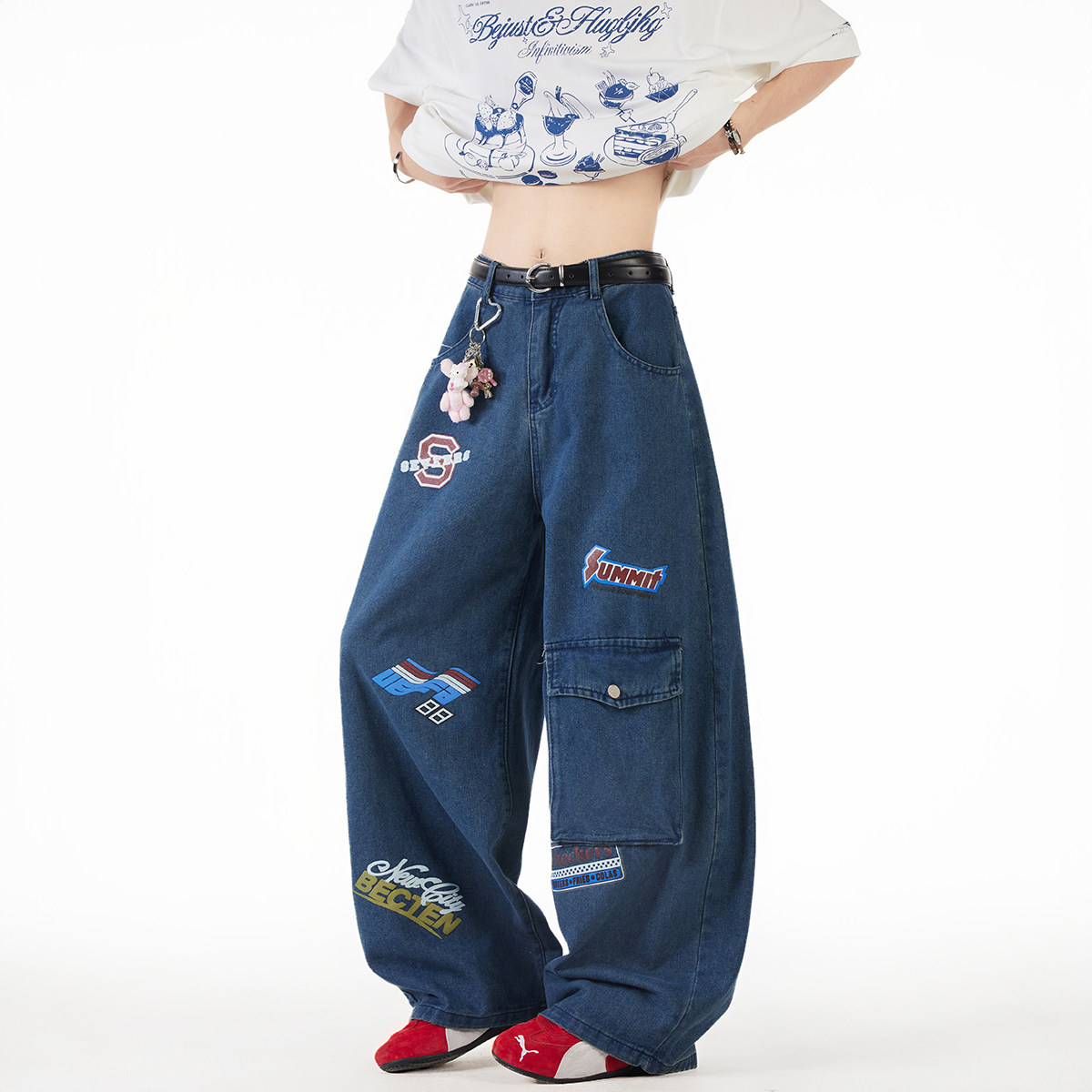 现货A412-DM384-特批48-限价88-弯刀廓形印花工装牛仔裤,男装牛仔裤,电商A412
