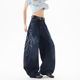 现货A412-DM412-特P48-限88-黑色玫瑰刺绣弯刀牛仔裤，男装牛仔裤，电商A412